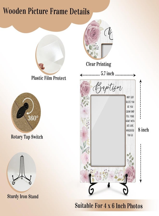LWBEO Baptism Picture Frame, Christening Gifts From Godparents, 4x6 Photo Frame With Stand, Vertical Picture Frame For Tabletop -01 - Image 2